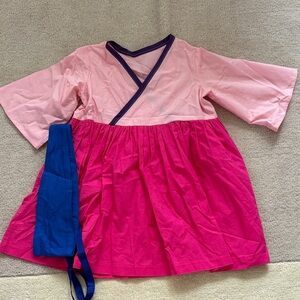 Mulan Girls Pink and Blue Wrap Dress